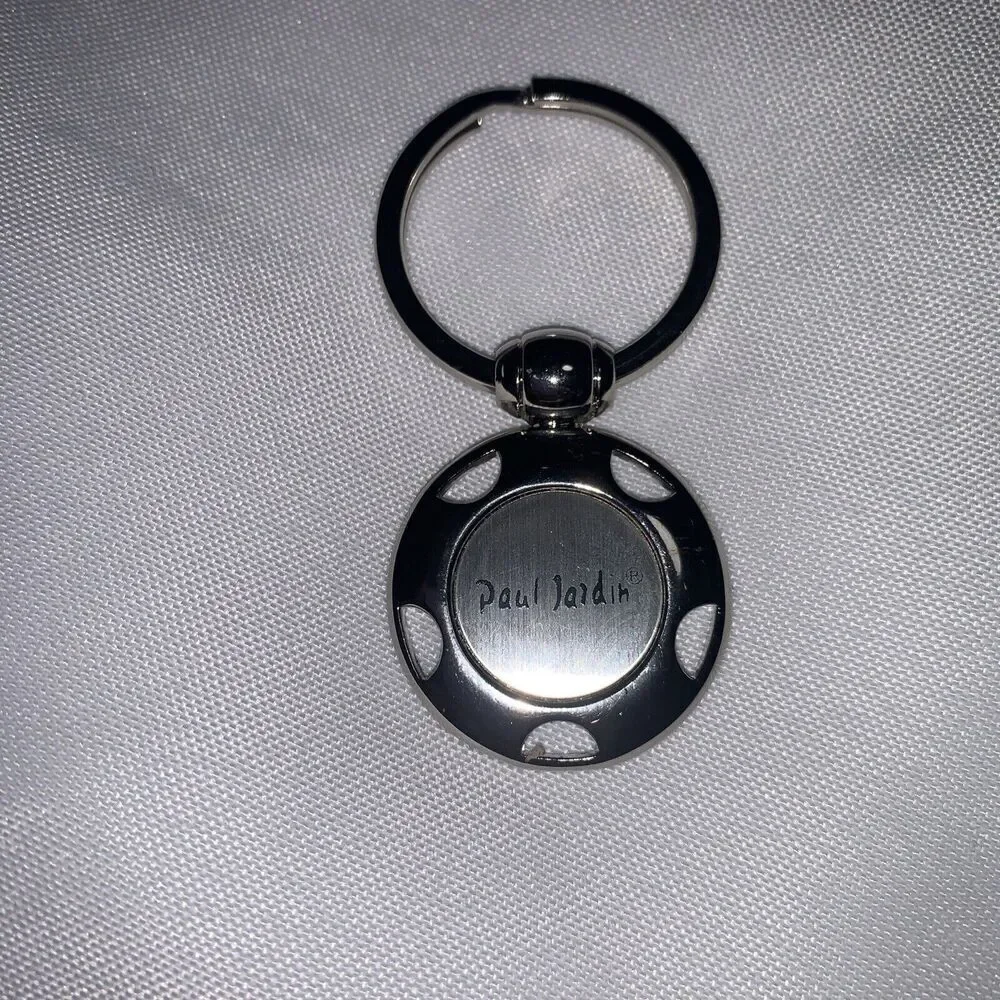 Paul Jardin Keychain Designer Logo Keyring Silver tone Metal Key